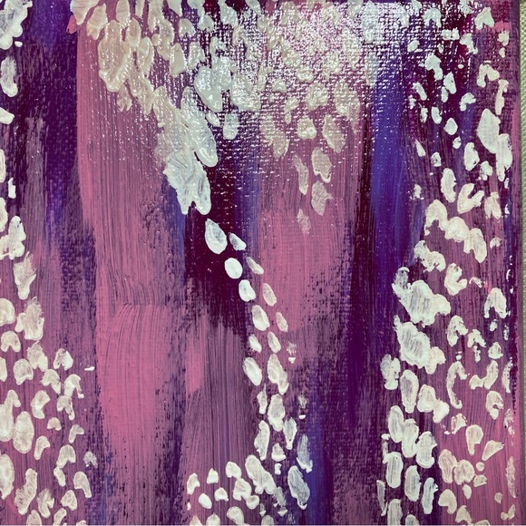 Abstract Acrylic Lacy Patterned Pink and Purple Mini Painting, 6x6" - Picture 4 of 10
